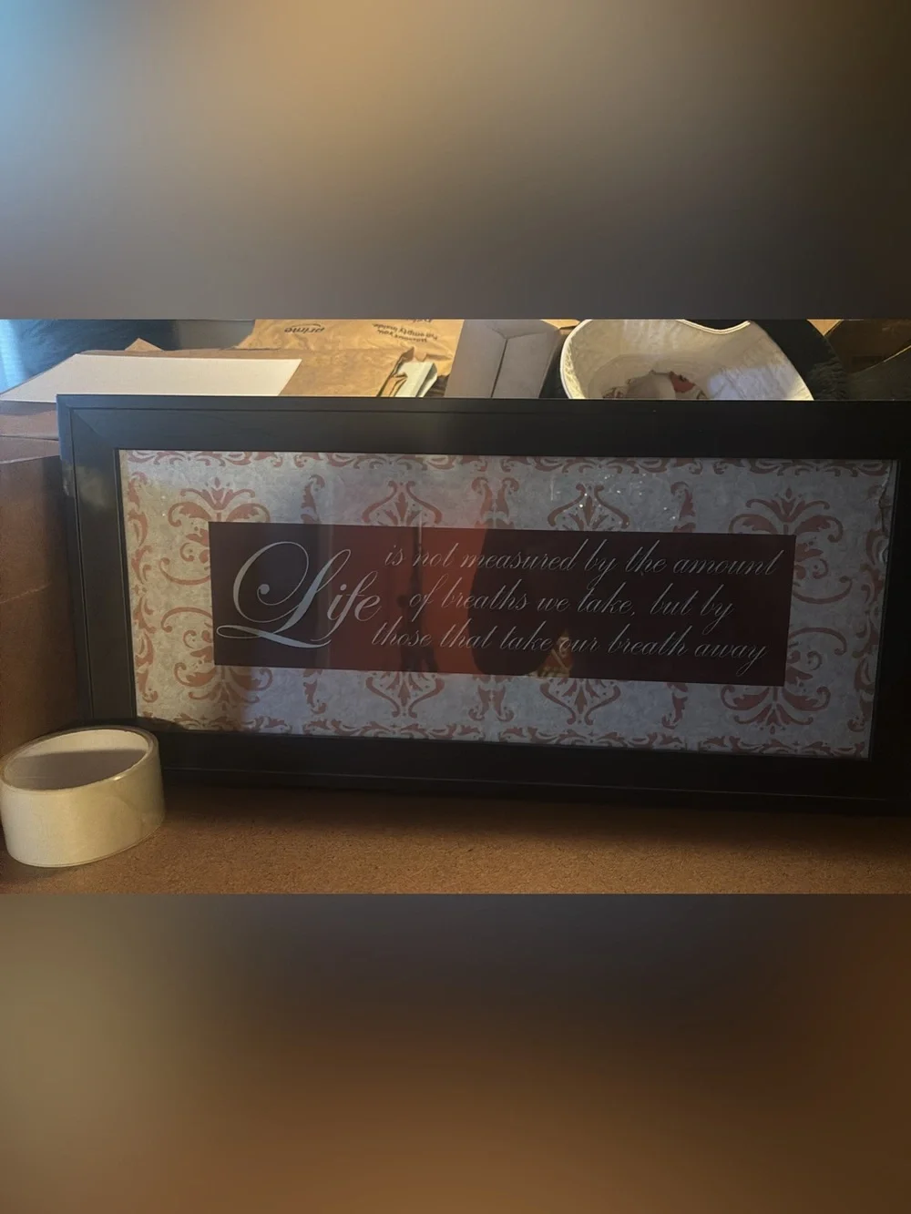 Inspirational 'Life' Script Wall Art in Brown and Cream - Brand